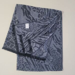 Modern Expressions Pashima Black Gray Print Scarf Wrap